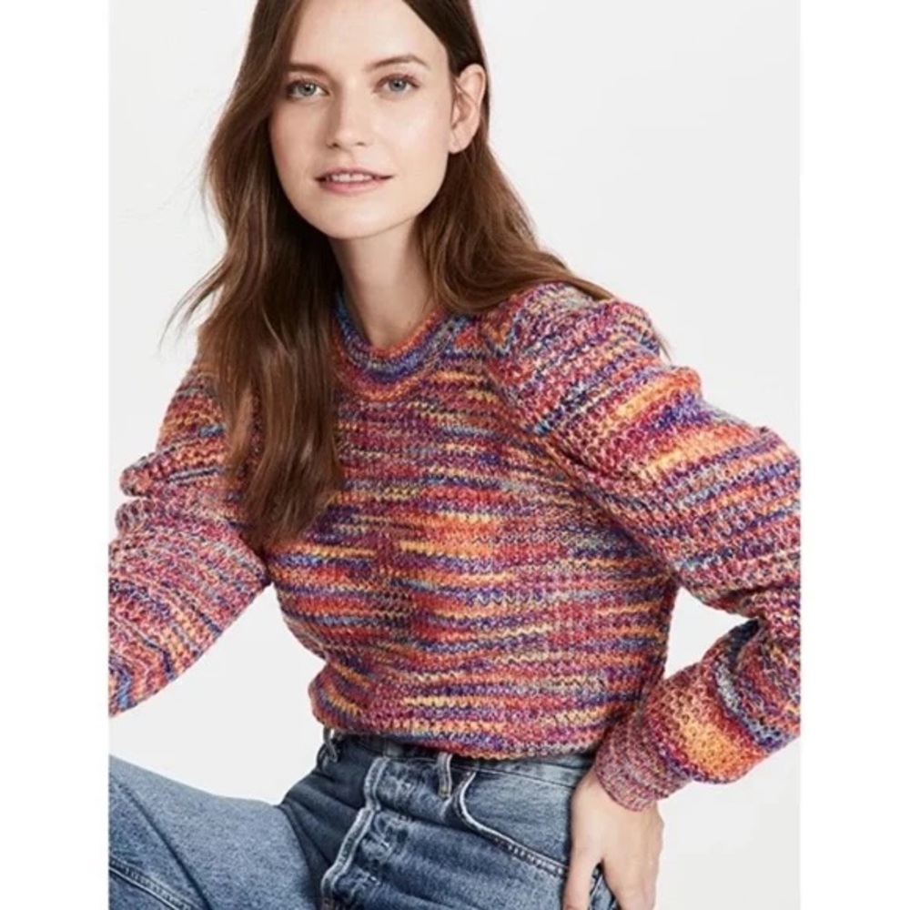 Anthropologie En Saison Oprah's Favorite List Space Dye Puff Sleeve Sweater